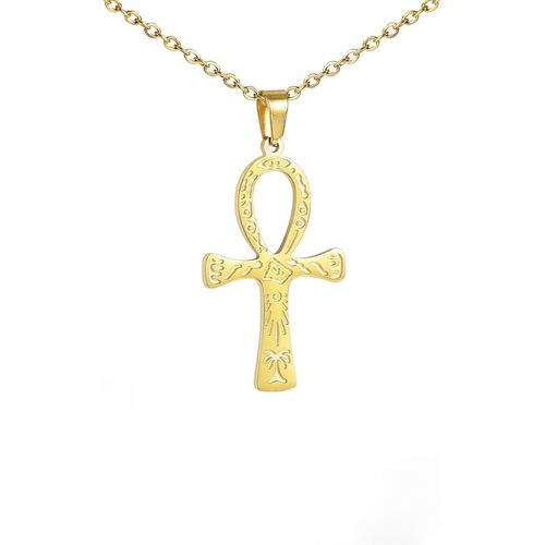 Collier/Boucles D'oreilles En Acier Inoxydable Avec Croix Ankh Pour Femme Symbole Égyptien Antique Dieux De Ankh Croix Collier/Boucles D'oreilles Amulette Bijoux Cadeau.[Y659]