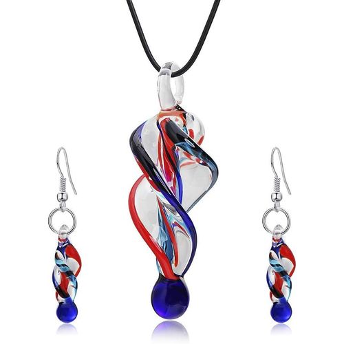 Style De Personnalité De Design Inspiré Par Murano Spiral Tornado Style Coloré Glaze Collier Boucles D'oreilles Set.[Y1040]