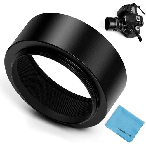 Pare-soleil standard à visser en métal 58 mm avec capuchon d'objectif central pour appareil photo Canon,Nikon,Sony,Pentax,Olympus,Fuji,Sumsung,Leica,avec chiffon de nettoyage.[J180]