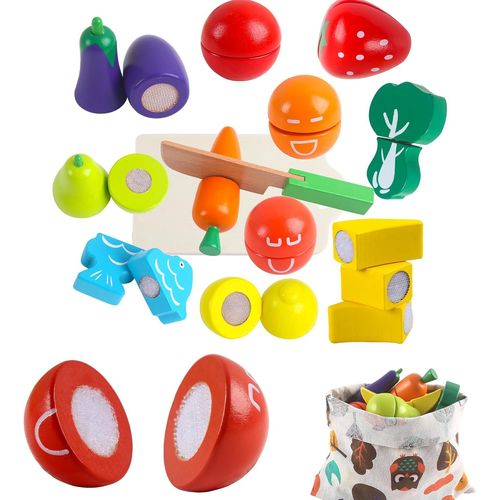 Fruits en Bois à Découper Jouets Ustensile Fruits et Légumes Cuisine en Bois Enfant 2 Ans Cadeau pour Anniversaire Noël Journée des Enfants Paques Enfant Fille Garcon 3 4 5 6 Ans