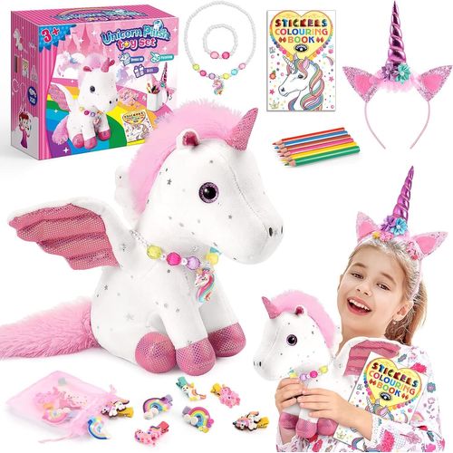 Peluche Licorne,Bijoux Enfants Loisirs Créatifs Fille 3-8 Ans Cadeau Anniversaire Fille 3-6 Ans Bracelet Jouet Noël