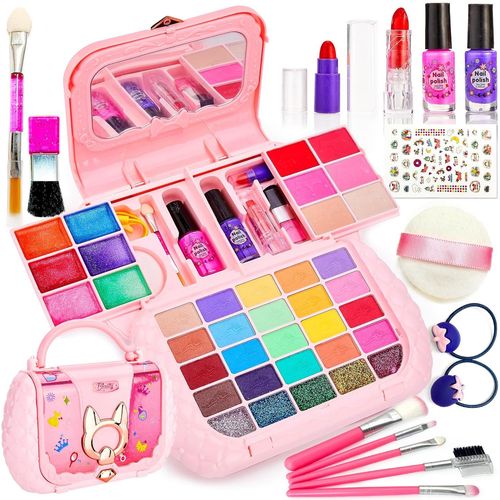 Maquillage Enfant Jouet Filles,Lavable Coffret Maquillage Enfant Filles ,Non Toxique Kit de Maquillage Enfant Fille,Ensemble Cosmétique,fête,Cadeaux d¿Anniversaire Filles,4 5 6 7 8 9 10+ Ans