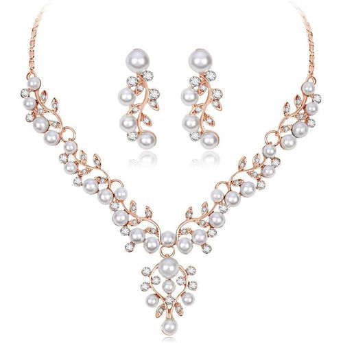 Parure De Bijoux De Mariée Pour Femme Avec Strass Cristal-Collier Scintillant Avec Pendentif Et Boucles D'oreilles-Parure De Bijoux Pour Femme Et Fille-Pour Mariage,Fiançailles,Bal De.[Y1093]