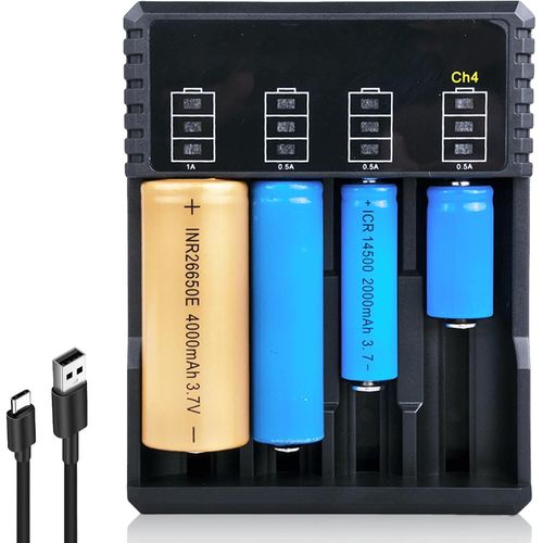 Chargeur 18650:Chargeur De Batterie Universel À 4 Compartiments Avec Affichage Led,Chargeur 18650,18650,Chargeur De Batterie Universel,Rapide Usb Pour Batteries 18650 18350 21700 16340 26650 .[T374]