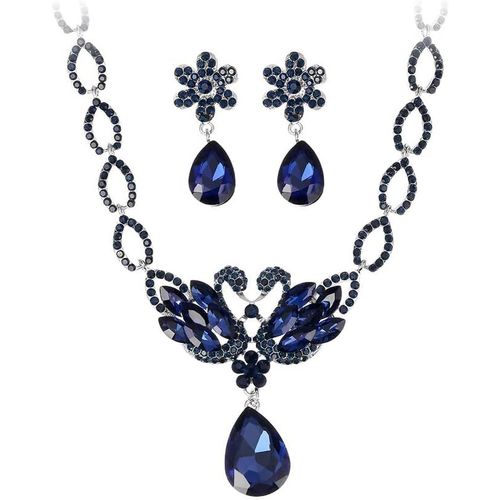 Femme Parure Bijoux Mariage Soirée Cristal Strass Collier Cygne Boucle D¿Oreille Série Pendant Elégant Vintage.[Y1135]