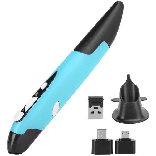 Stylo de Souris d'écriture Manuscrite pour Ordinateur, Souris de Poche, Souris Verticale sans Fil innovante personnalisée 2.4G Souris Verticale pour(Blue, PR-03)