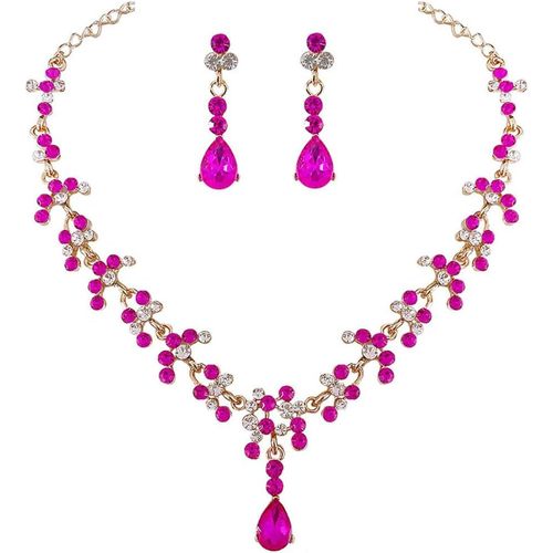 Bride Strass Collier Et Boucle D¿Oreille Ensemble Collier De Cristal Fête De Mariée Ensembles De Bijoux De Mariage Pour Les Femmes Et Les Filles.[Y453]