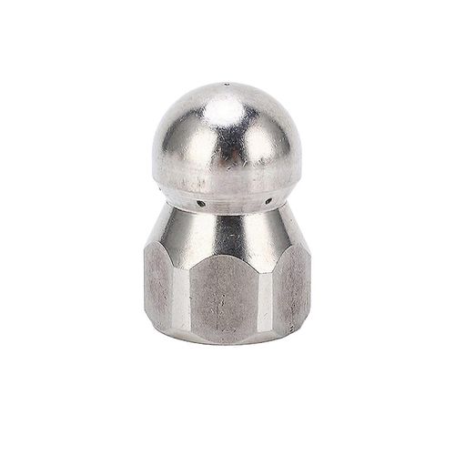 Buse de nettoyeur haute pression 5000PSI Tuyau de dragage Buse de nettoyage Buse de jet en acier inoxydable Tête sphérique Avant 1 Arrière 6 trous G3 / 8in