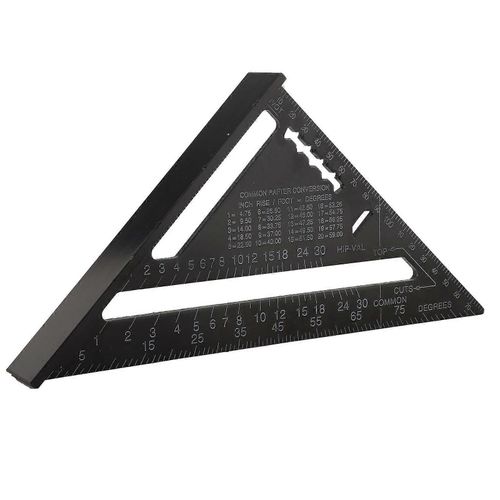 Rapporteur d'angle triangulaire d'oxydation noire d'alliage d'aluminium métrique de 7 pouces (métrique)