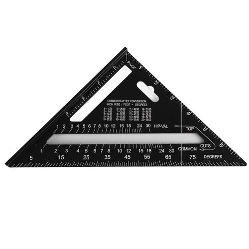 Rapporteur d'angle triangulaire d'oxydation noire en alliage d'aluminium métrique de 7 pouces (impérial)