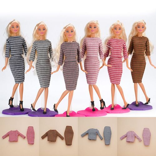 Ensemble de 6 accessoires pour poup¿¿es de 30 cm, v¿ºtements et jupe ¿¿ carreaux