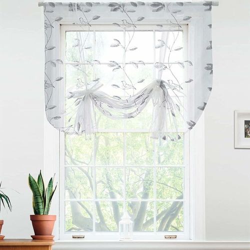 Rideau Brise-Bise Romains Voilage Tissu Rideau Court En Broderie Pour Cuisine Salon Chambre