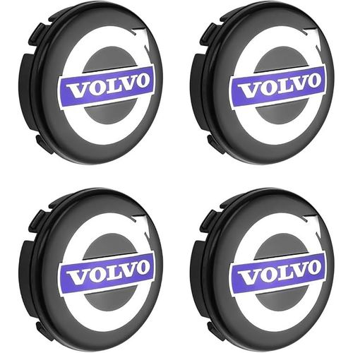 4 Pièces(Bleu Noir)Capuchon De Moyeu Volvo, Cache Moyeu 64mm, Abs Enjoliveurs De Voiture En Avec Logo, Fixation Avec Quatre Clips, Adaptée Aux Enjoliveurs Volvo