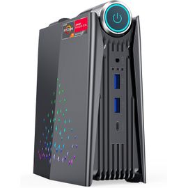 ChenQuanSarl-Rgb Mini Pc,Amd Ryzen 7 5700U (Jusqu'À 4,3 Ghz),Radeon Rx Vega 8 Graphics,16 Go Ddr4 512 Go Ssd Micro Ordinateur Bureau Mode Réglable Auto/Silencieux Eco/Performance