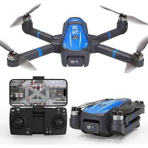 Letnerny-Tl16 Drone Avec Caméra Hd 4k Pour Adultes, Positionnement Optique Du Flux Moteur Sans Balais Maintien De L'altitude Drones Pour Débutants Rc Quadcopter Pliables, Bleu