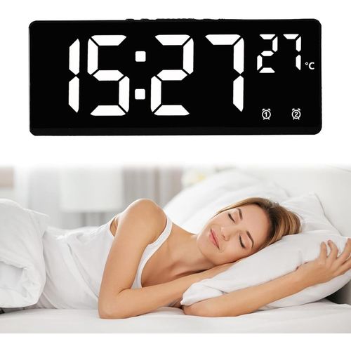 BAERTMY-Réveil Numérique, Horloge Led Pour Chambre À Coucher, Avec Affichage De La Température, 5 Niveaux De Luminosité Réglables, Double Alarme Et Snooze, Écran 12/24 H, Alarme De Bureau, Grand Réve
