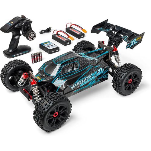 500409081 1:8 Virus 4.2 Xl 100% Rtr Noir/Turquoise- Rc Auto,Voiture Tlcommande,Vitesse Jusqu' 80 Km/H,Modle 100% Rtr,Radiocommande Incluse