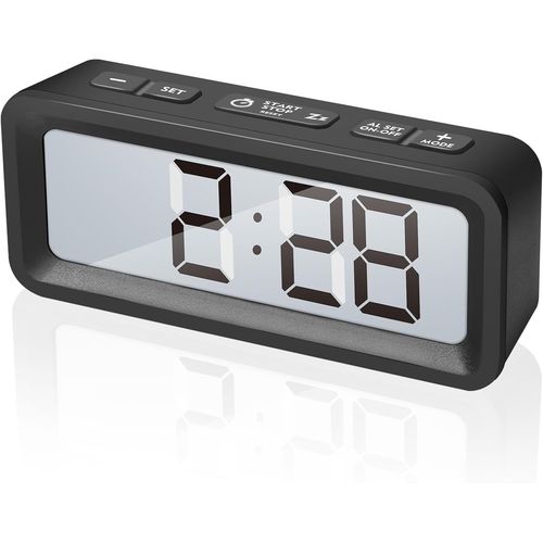 BAERTMY-Réveil Numérique, Horloge Numérique,Affichage De La Température Et De L'Humidité,Affichage De La Date,Minuterie, Compte À Rebours, Avec Dos Magnétique,Pour La Cuisine,Chambre,Voyages - Noir