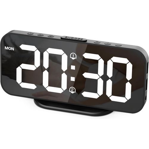 BAERTMY-Réveil Numérique Horloge Digitale Avec Écran Led Réveil Matin Avec Fonction Snooze Horloge De Chevet À Miroir Déco Chambre Horloge Digitale Alimenté Par Usb