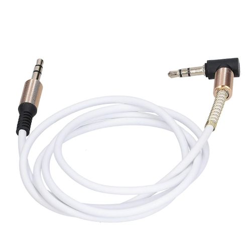 Métal 3.5mm Mâle à Mâle Coude Stéréo Casque De Voiture Aux Audio Câble d'Extension 1m / 3.3ftBlanc