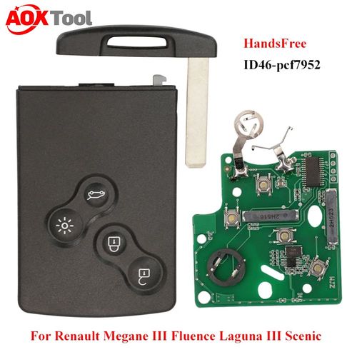 Sans Clé 433mhz Id46-Pcf7952a Pour Clé Renault Megane 3 Clé Laguna 3 Clé Clé Scénique Clé Fluence Clé Laguna Iii Carte Megane Iii - Type Pcb With Shell