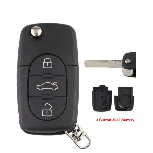 Yiqixin Pour Audi A2 A3 A4 A6 A8 B5 Rs4 Tt 1994-2004 Quattro Flip Télécommande Voiture Clé Coque Housse Non Coupée Cr1620/Cr2032 Support - Type 3 Bt Cr2032