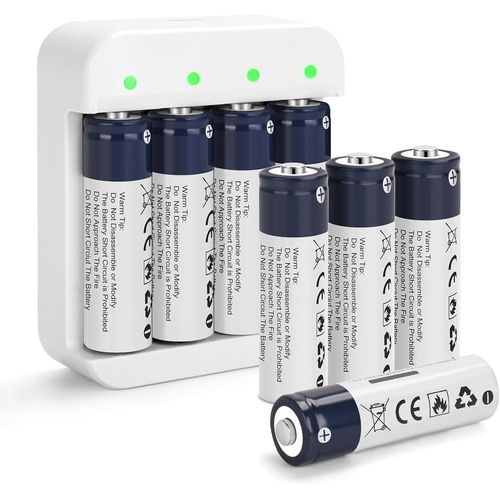 Kyaoayo-Lot De 8 Piles Aa Rechargeables Lithium-Ion Aa 1,5 V 3600 Mwh Haute Capacité Double A Avec 2 Heures De Charge Rapide, Piles Aa Rechargeables Pour Caméra Clignotante, Xbox, Jouets