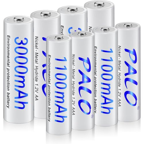 Kyaoayo-Batterie Aa 3000mah & Ni-Mh Aaa Batterie 1100mah 1.2v Pour Solaire, 8 Pièces Avec Boîte À Poussière, Piles Aa Rechargeables Haute Capacité 1300+ Cycles Piles Aaa Rechargeables
