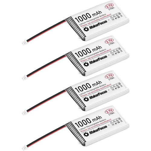 KYAOAYO-Lot De 4 Batteries Rechargeables Lipo 3,7V 1000Mah 1S 1C Avec Carte De Protection, Pr Micro Jst 1.25 Compatible Avec Arduino, Carte De Développement Esp32