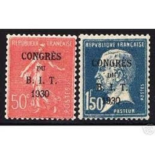 Réunion Du Conseil D'Administration Du Bureau International Du Travail Semeuse Et Pasteur Avec Surcharge La Paire Année 1930 N° 264 265 Yvert Et Tellier Luxe