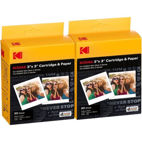 KYAOAYO-4Pass 7.6X7.6Cm Cartouche De Film Color(60 Feuilles) Pour Mini 3 Retro And Mini Shot 3 Retro, Jaune