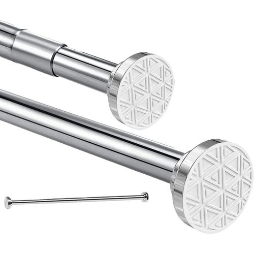 KYAOAYO-Tringle À Rideau Télescopique Extensible En Acier Inoxydable - Sans Perçage - Pour Salle De Bain, Placard, Jardin - 50 À 200 Cm - Couleur Argent