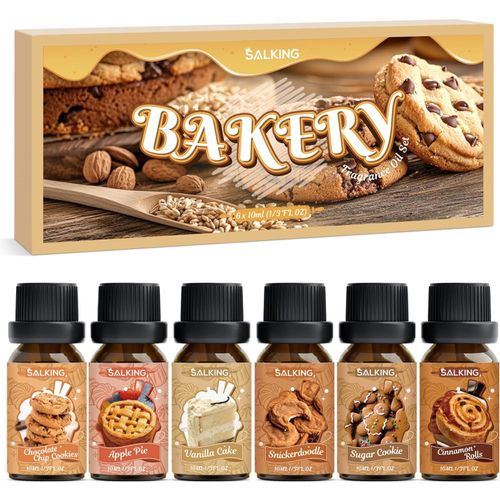 KYAOAYO-Pâtisserie Huiles Essentielles Pour Diffuseurs 6X10Ml, Biscuits Aux Pépites De Chocolat, Tarte Aux Pommes, Brioches À La Cannelle, Gâteau À La Vanille, Snickerdoodle, Biscuit Au Sucre
