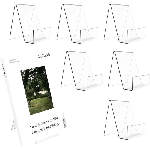 KYAOAYO-7 Pièces Porte Livre, Support De Livre En Acrylique, Transparent Serre Livres, Presentoir Livre Pour Bureau Librairie Écoles Bibliothèque - 10,5 X 9 X 7,5Cm