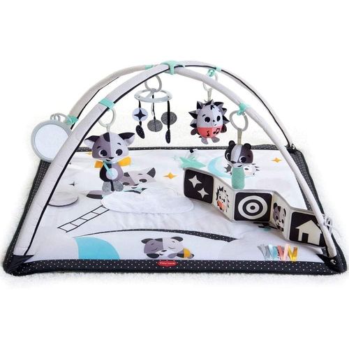 Kyaoayo-Black & White Tapis D'éveil, Tapis De Jeu Musical Bébé 2-En-1, 0 Mois+, Tapis De Jeu Bébé, 18 Activités, Jouet Musical Interactif, Livre Très Contrasté, Arches Réglables, Histoires Magiques
