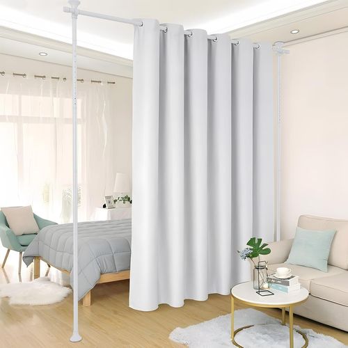 Kyaoayo-Tringle À Rideaux Sans Percage, Paravent Interieur Ou Tringle Rideau Extensible Sans Percage - Br -Vue Pour Salon, Chambre À Coucher Ou Bureau - 178 X 317 Cm (L X H) - Blanc