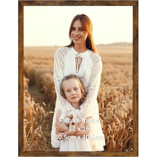 KYAOAYO-Cadre 30 X 40 Cm Marron Vintage, Cadre Photo Poster 30X40 Cm En Pvc, Pour ?uvres D'Art, Affiches, Certificats Et Albums De Famille - 1 Pièces, Pour Montage Mural Uniquement