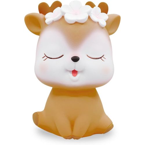Kyaoayo-Tirelire Enfant, Tirelire En Forme Cerf, Tirelire Dessin Animé, Plastique, Pour Chambre, Salon, Décoration Table Ou Rangement (Brun)