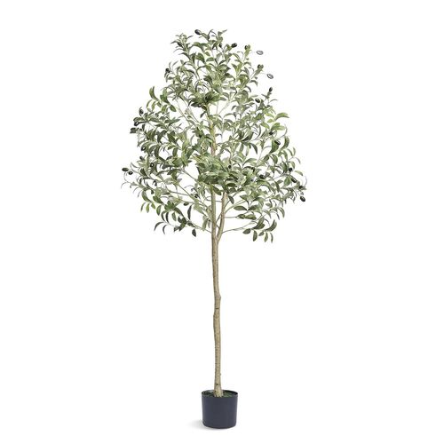KYAOAYO-Faux Arbre 155 Cm Vert Plante Artificielle Pe Haut Olivier Avec Pot 150X125 Mm Décoration De Style Fausse Plante Pour Maison Bureau Hôtel Centres Commerciaux Intérieur Extérieur