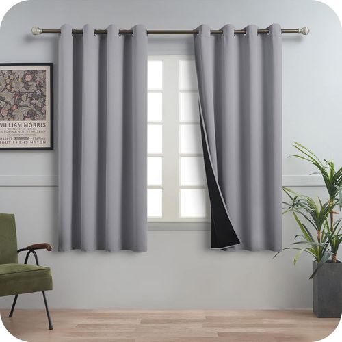 Kyaoayo-Rideaux Occultants 140x160cm - Rideaux Et Draperies Interieurs Rideau Chambre Adulte À Oeillets Bloquant Les Rayons Uv Thermique Anti Froid/Chaleur, Gris Clair, 2 Pcs