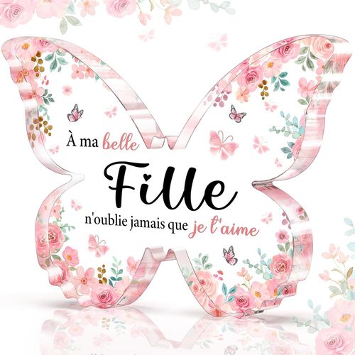 Kyaoayo-Cadeau Fille, Ornement Papillon En Acrylique Pour Fille - Cadeau Fille Avec Mes Touchant - Idée Cadeau Fille Pour Tous Les Âges (4, 5, 6, 7, 8, 10 Ans) - Décoration Et Presse-Papiers
