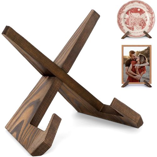 Kyaoayo-Support Assiette Decorative, Porte Assiette, Support Assiette En Bois, Presentoir Livre Cadre Photo De Table, Mini Chevalet - 16,6 Cm (1 Pièce)