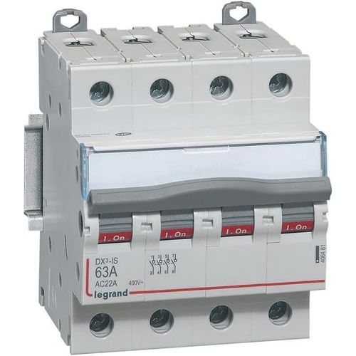 KYAOAYO-406481 Interrupteur Sectionneur Tétrapolaire 4P 400V - 63A - 4 Modules - Bornes À Vis Dx³-Is