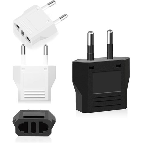 KYAOAYO-4 Pièces Adaptateur Pr Usa De Voyage, Adaptateurs Secteur Pr Électrique Us Chine Vers Europe France, Us Vers France Adapter, Fiche De Voyage Us Vers Eu Pr Pour Europe - Noir Blanc