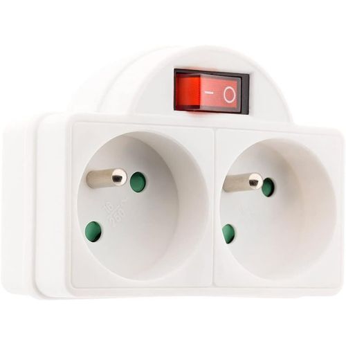 KYAOAYO-Biplite 16A 2P+T Avec Interrupteur Intégré - Pr Murale Pour Installation Facile - Compatible Avec Appareils Domestiques - Blanche - Longueur Standard