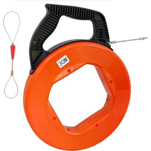 KYAOAYO-Tire Fils Electricien Aiguille 30M Tire Fils Electrique Kit Tire Fil En Acier Spiralé Flexible Aiguille Tire Fil Pour Installation Câbles Électriques Avec Boîtier Plastique Ressort De Guidage