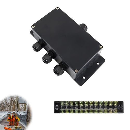KYAOAYO-Ip66 Boite Derivation Etanche, 4 Voies Boite Etanche, Noir Boitier Electrique, Boîtier Avec Trous De Montage, Avec 4 Presse Étoupes, Adapté Pas De Câbles, Installation Électrique