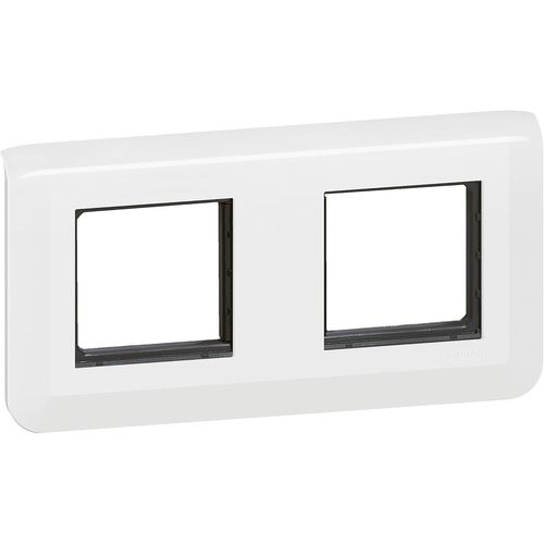 KYAOAYO-Plaque Avec Support Mosaic, Montage Horizontal 2X2 Modules, Design Contemporain Blanc Brillant, Fixation À Vis Pour Boîte Encastrée, Compatible Avec Mécanismes Mosaic