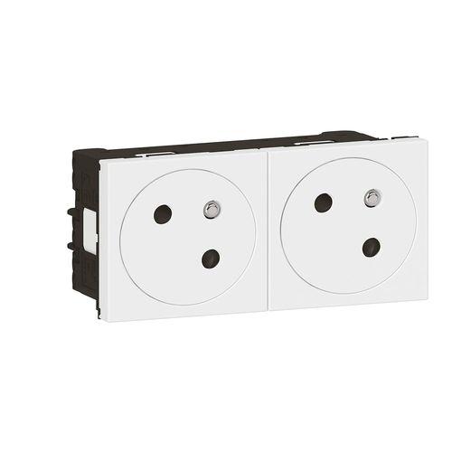KYAOAYO-Pr Double Murale Précâblée Avec Terre Mosaic Surface Link À 45° - Pr 2P+T À Fixation Par Emboîtement - Fabriqué En France - Blanc