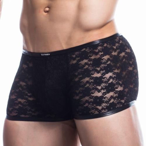 Boxer Sexy Boxer En Dentelle Lace Trunk Noir Cut4men